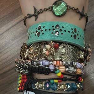 Lot of Eight Colorful Bracelets Jewelry